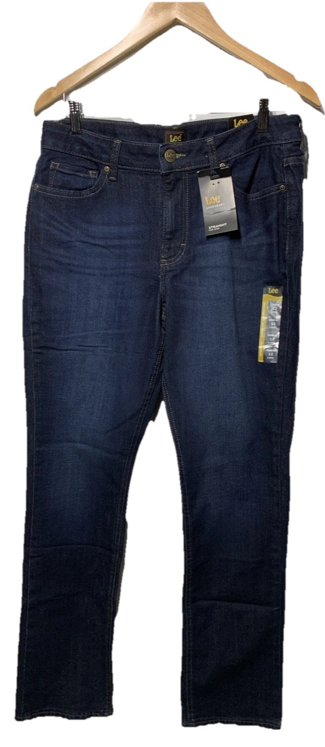 Lee Women's Legendary Regular Fit Straight Leg Jeans Long Pants 12 with Pockets