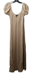 Volcom Moonblast Maxi Dress B1312310 M Taupe Short Puff Sleeve Empire Seaming
