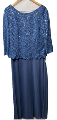 Alex Evenings Women's 3/4 Sleeve Stretch Lace Bodice Mock One Piece Gown Size 18