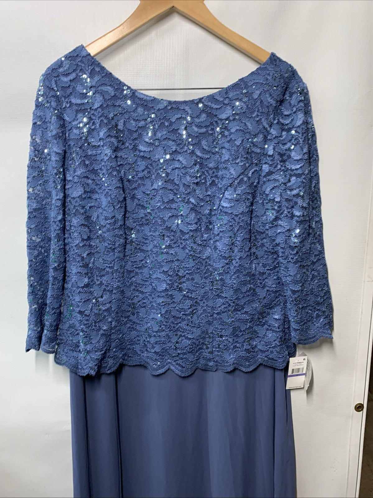 Alex Evenings Women's 3/4 Sleeve Stretch Lace Bodice Mock One Piece Gown Size 18
