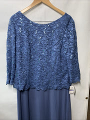 Alex Evenings Women's 3/4 Sleeve Stretch Lace Bodice Mock One Piece Gown Size 18