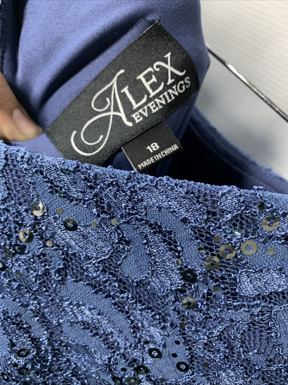 Alex Evenings Women's 3/4 Sleeve Stretch Lace Bodice Mock One Piece Gown Size 18