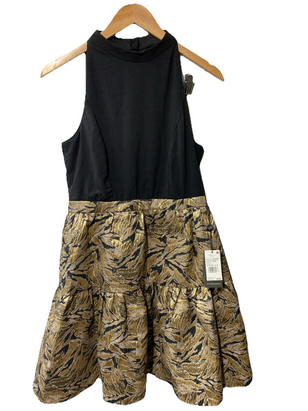 Adrianna Papell Halter Neck Cocktail Party Dress Sleeveless Black/Gold Size 4