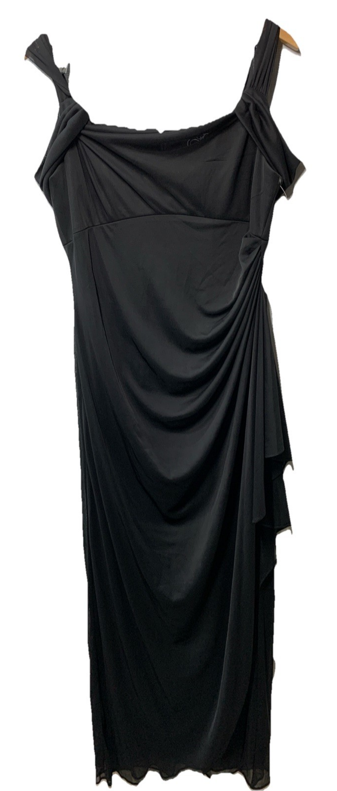 Alex Evenings Women's Draped Cold-Shoulder Evening Dress Formal Wedding Black 12