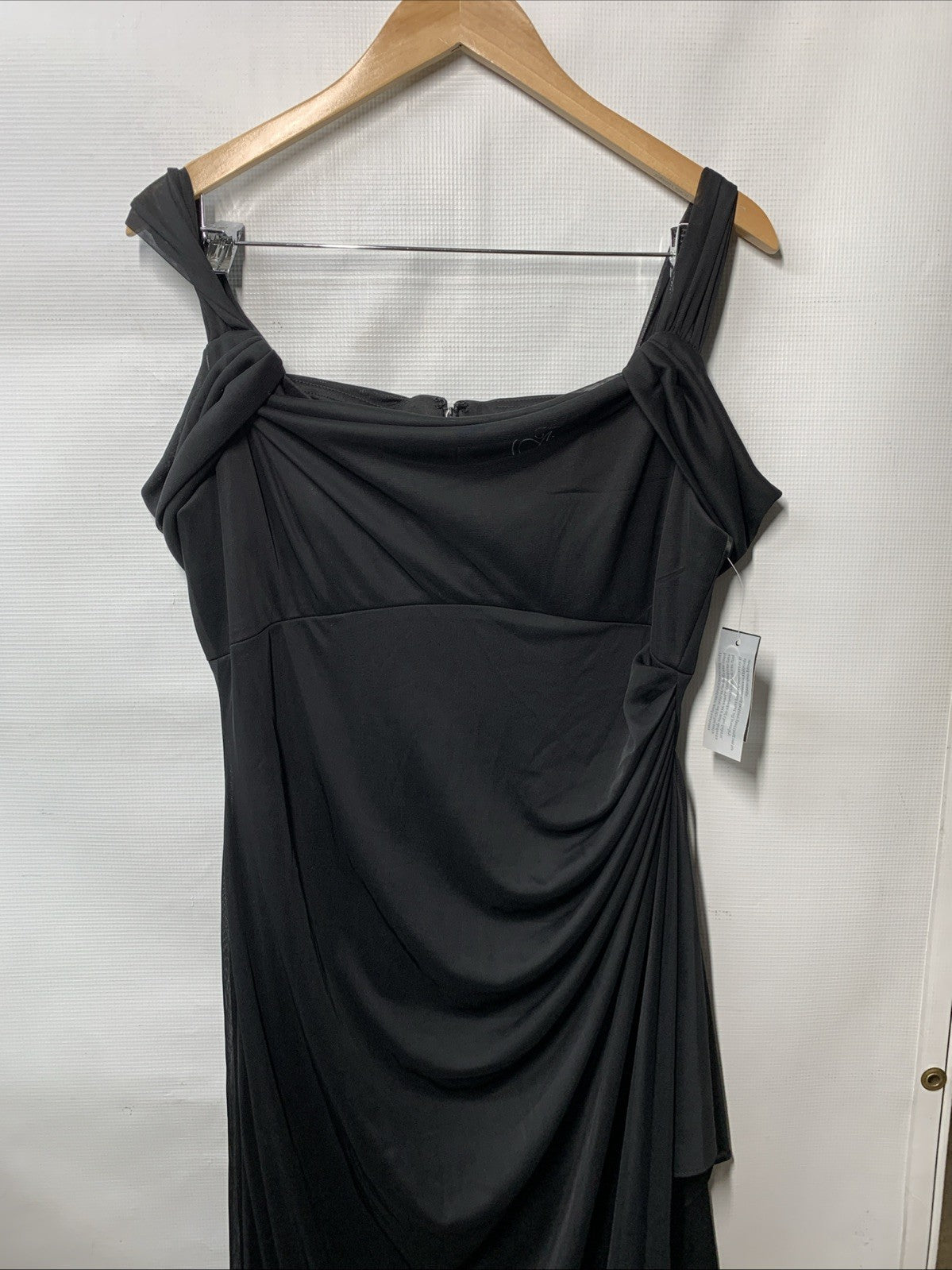 Alex Evenings Women's Draped Cold-Shoulder Evening Dress Formal Wedding Black 12