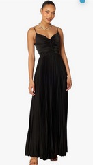 Petal & Pup Naira Pleated Maxi Dress Sleeveless V-neck Evening Wedding Black 16