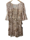 Adrianna Papell Blush Dress Floral Embroidered Bell Sleeve Wedding Formal Size 8