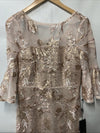 Adrianna Papell Blush Dress Floral Embroidered Bell Sleeve Wedding Formal Size 8