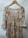 Adrianna Papell Blush Dress Floral Embroidered Bell Sleeve Wedding Formal Size 8