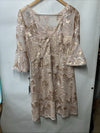 Adrianna Papell Blush Dress Floral Embroidered Bell Sleeve Wedding Formal Size 8