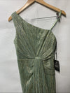 Adrianna Papell One Shoulder Pleated Draped Starburst Gown Greenslate Size 4