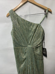 Adrianna Papell One Shoulder Pleated Draped Starburst Gown Greenslate Size 4