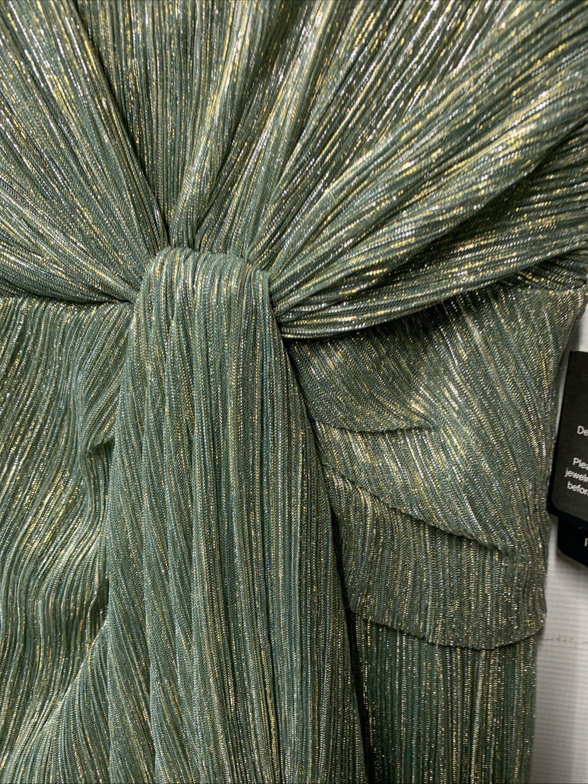 Adrianna Papell One Shoulder Pleated Draped Starburst Gown Greenslate Size 4