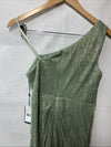 Adrianna Papell One Shoulder Pleated Draped Starburst Gown Greenslate Size 4