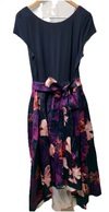 SL Fashion Women's Floral High-Low Gown with Pockets & Stretch Bodice Size 16