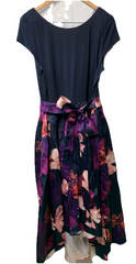 SL Fashion Women's Floral High-Low Gown with Pockets & Stretch Bodice Size 16
