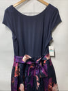 SL Fashion Women's Floral High-Low Gown with Pockets & Stretch Bodice Size 16