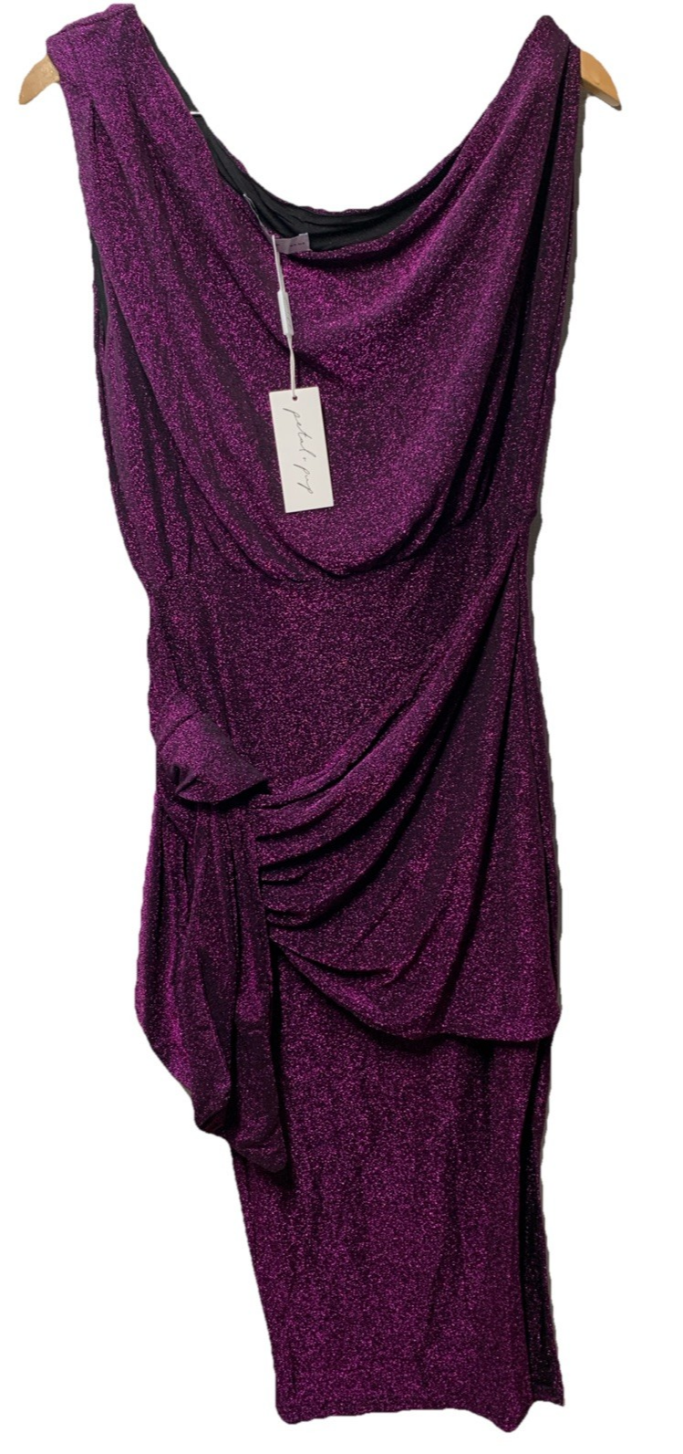 Petal & Pup Womens Santiago Off Shoulder Midi Party Cocktail Dress Medium Purple