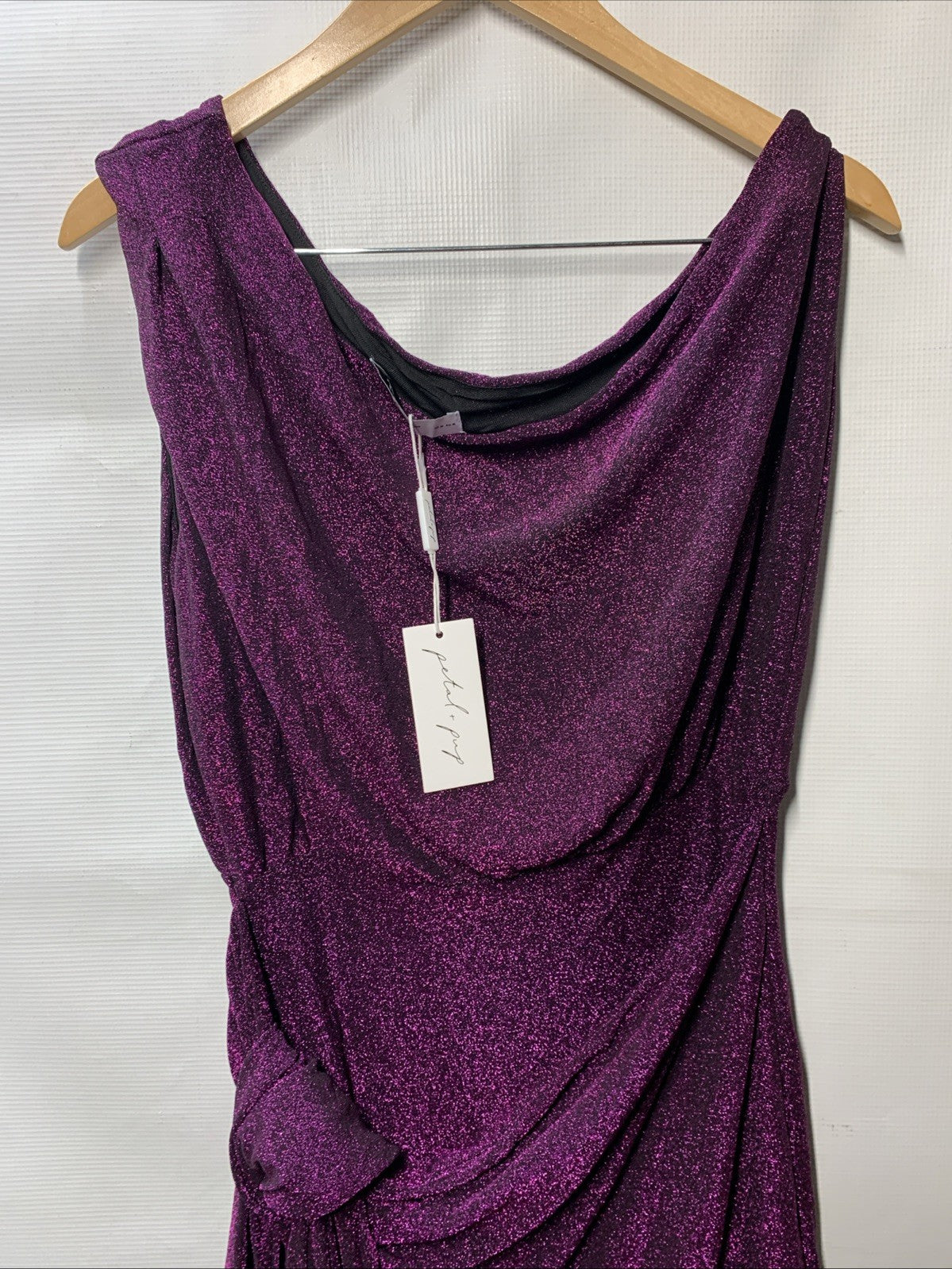 Petal & Pup Womens Santiago Off Shoulder Midi Party Cocktail Dress Medium Purple