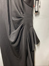 Xscape Women's Long Ruched Bodycon Low-Sheen Cross Front Halter Neck Black 12P