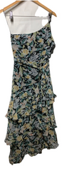 Petal & Pup Amren One Shoulder Tiered Floral Midi Dress Cocktail Party Size 4