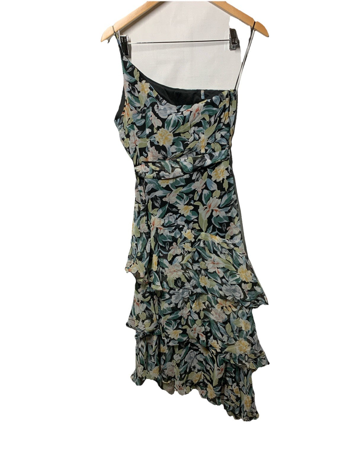 Petal & Pup Amren One Shoulder Tiered Floral Midi Dress Cocktail Party Size 4