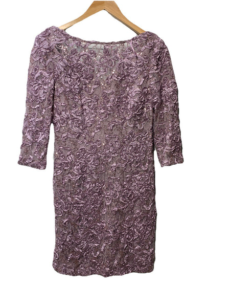 Alex Evenings Women Dress Floral Lace Sequin Occasion Party Cocktail 6P Wisteria