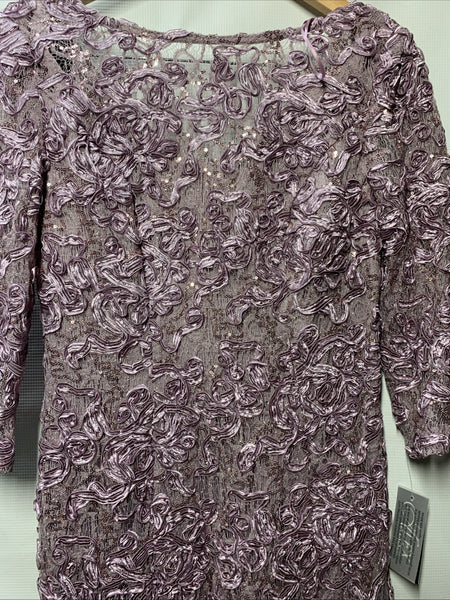 Alex Evenings Women Dress Floral Lace Sequin Occasion Party Cocktail 6P Wisteria