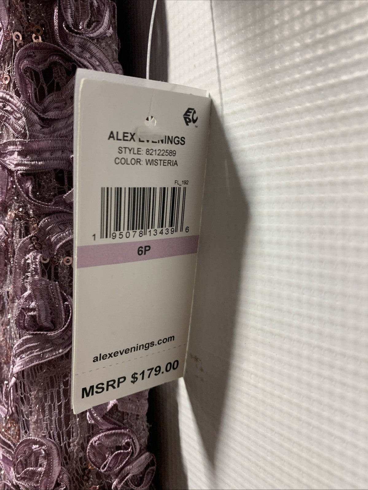 Alex Evenings Women Dress Floral Lace Sequin Occasion Party Cocktail 6P Wisteria