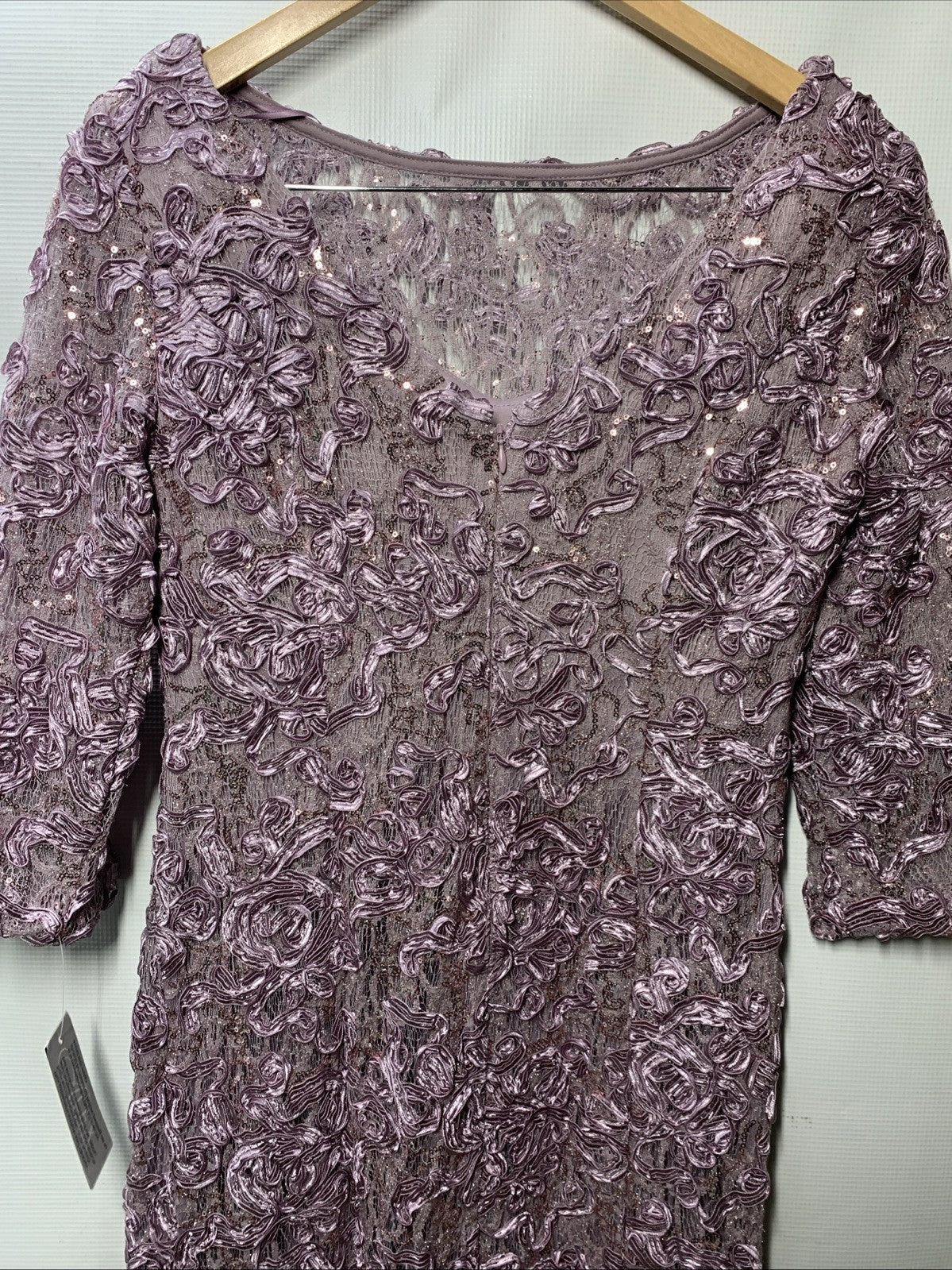 Alex Evenings Women Dress Floral Lace Sequin Occasion Party Cocktail 6P Wisteria