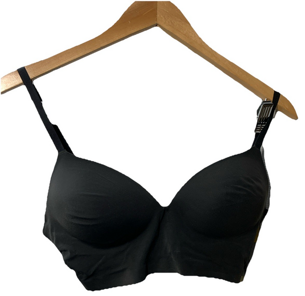 True & Co. True Everybody Boost Plunge Bra Women's Black Size M Wireless Push Up