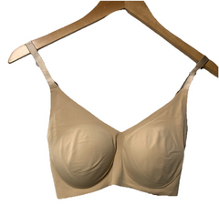 True & Co MEDIUM Body Boost Wireless Hook Back Push Up T-shirt Bra Beige Size M