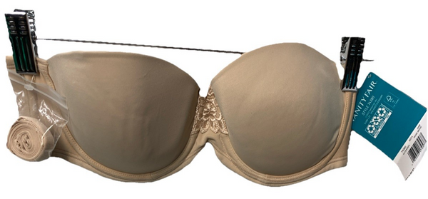 Vanity Fair Women Beauty Back Smoothing Strapless Bra Beige Underwired Size 34B