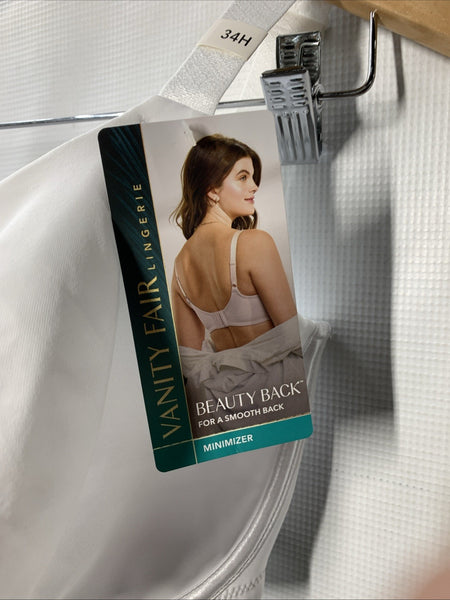 Vanity Fair Beauty Back Smoothing Full Figure Minimizer Bra 76080 Size 34H White