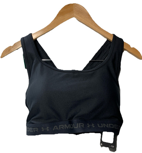 Under Armour Women's Plus Size Crossback Mid Impact Sports Bra Black Size 1X