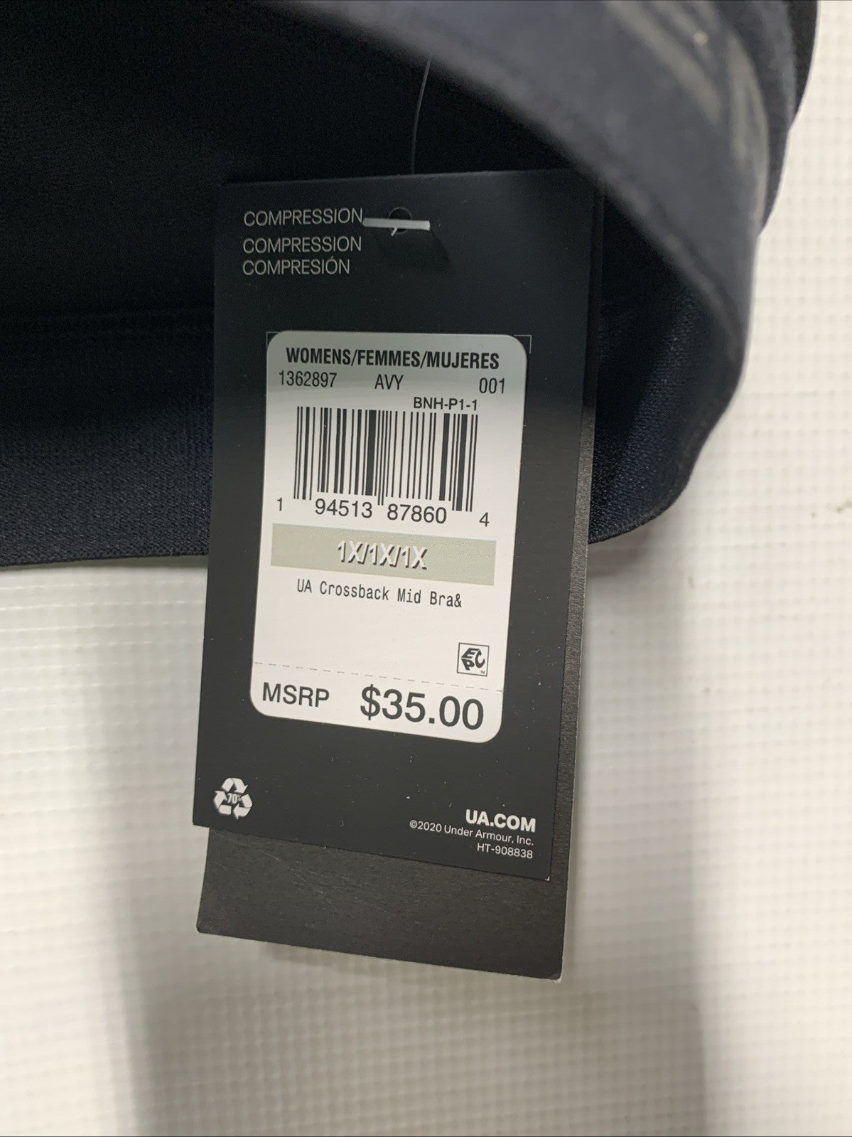 Under Armour Women's Plus Size Crossback Mid Impact Sports Bra Black Size 1X