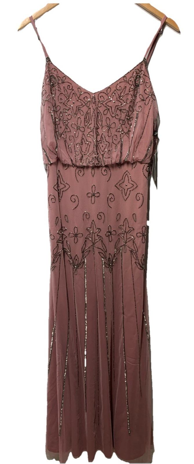 Adrianna Papell Women's Long Beaded Blouson Gown Cocktail Sleeveless Size 4