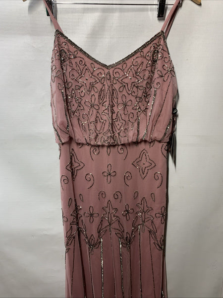 Adrianna Papell Women's Long Beaded Blouson Gown Cocktail Sleeveless Size 4