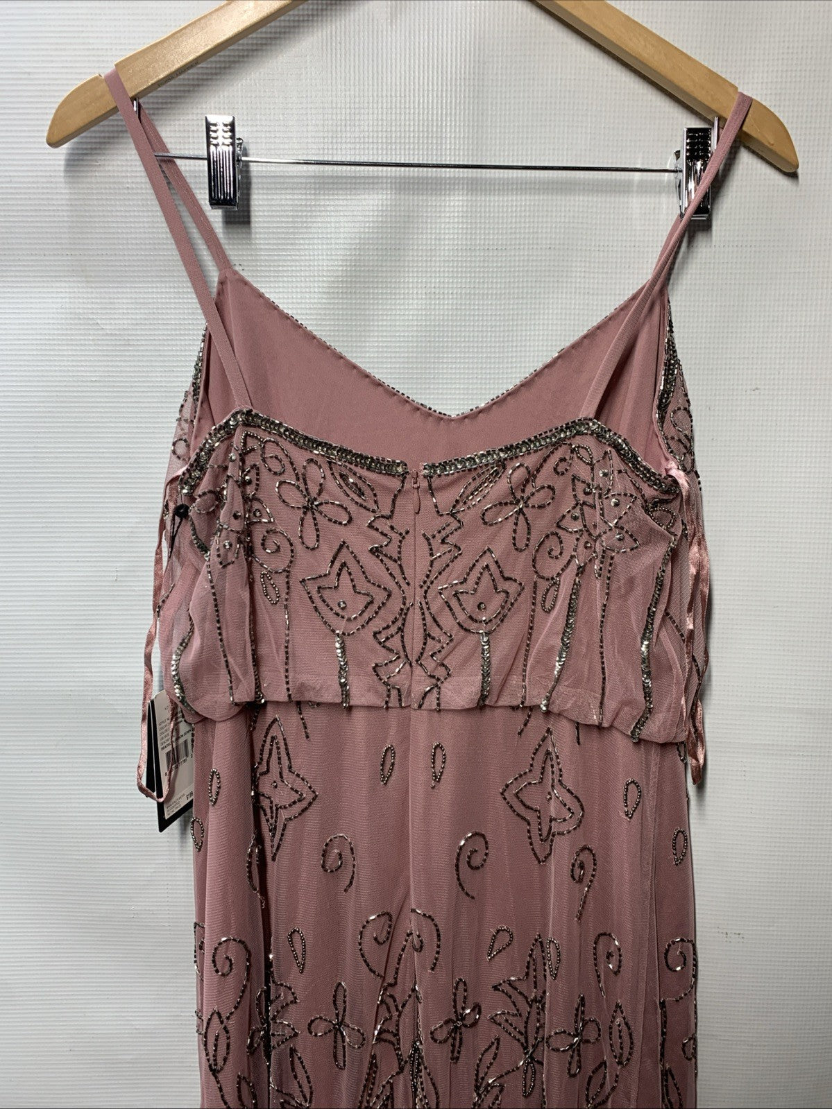 Adrianna Papell Women's Long Beaded Blouson Gown Cocktail Sleeveless Size 4