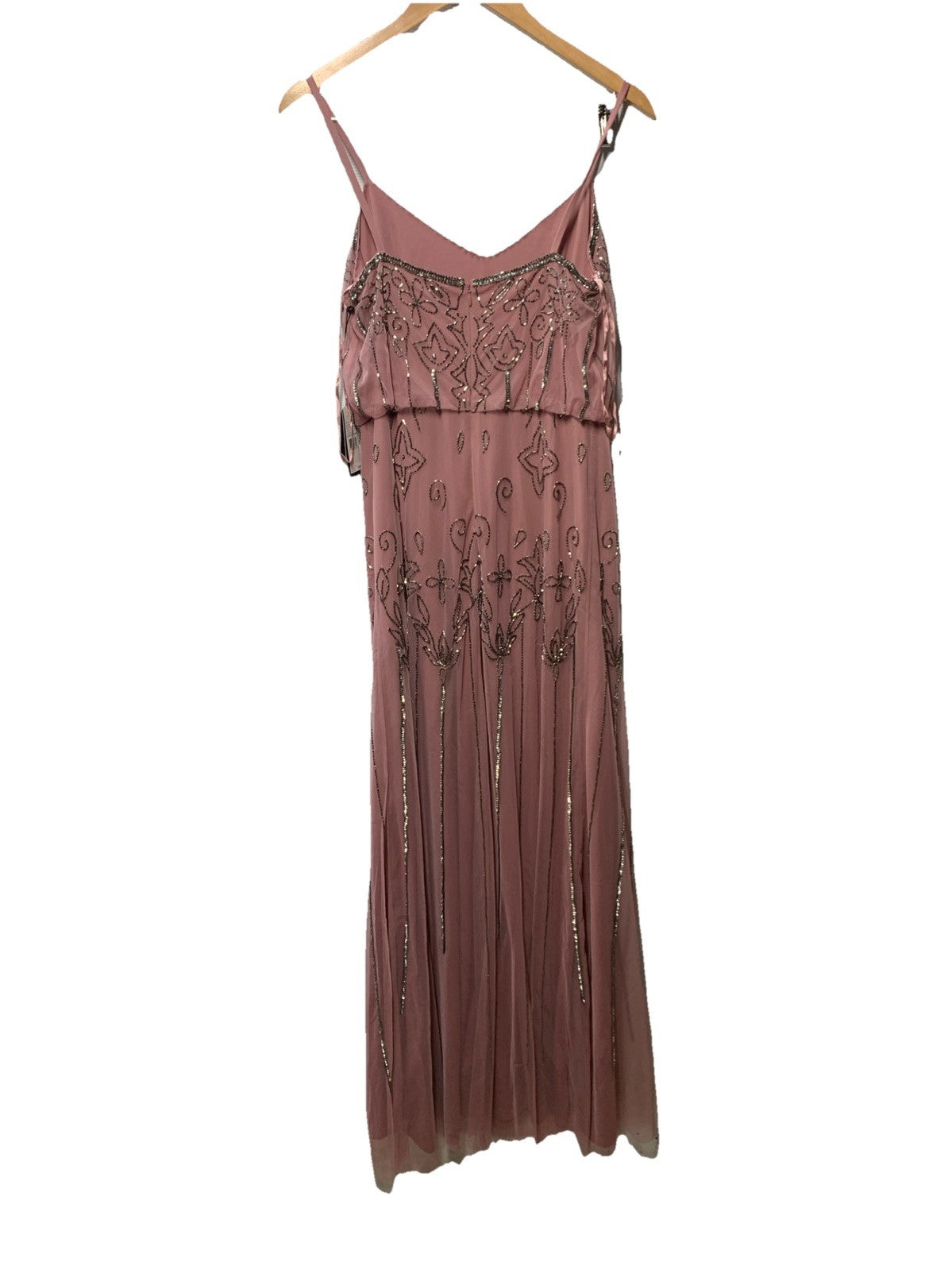Adrianna Papell Women's Long Beaded Blouson Gown Cocktail Sleeveless Size 4