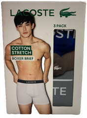 Lacoste Cotton Stretch Boxer Brief Underwear Soft Touch Breathable Size M 3 PACK