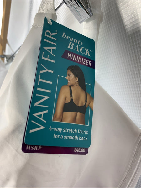 Vanity Fair 76080 Bra Beauty Back Full Figure Minimizer Underwire 38DDD White