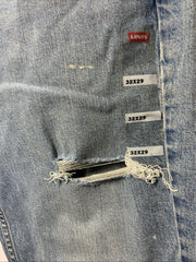 Levi's 514 Straight Jeans Gray Denim Stretch Logo Button Men's Distressed 32x29