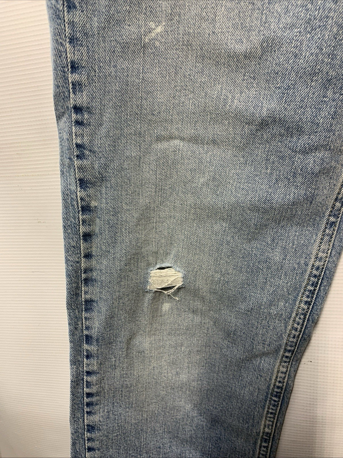 Levi's 514 Straight Jeans Gray Denim Stretch Logo Button Men's Distressed 32x29
