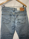 Levi's 514 Straight Jeans Gray Denim Stretch Logo Button Men's Distressed 32x29