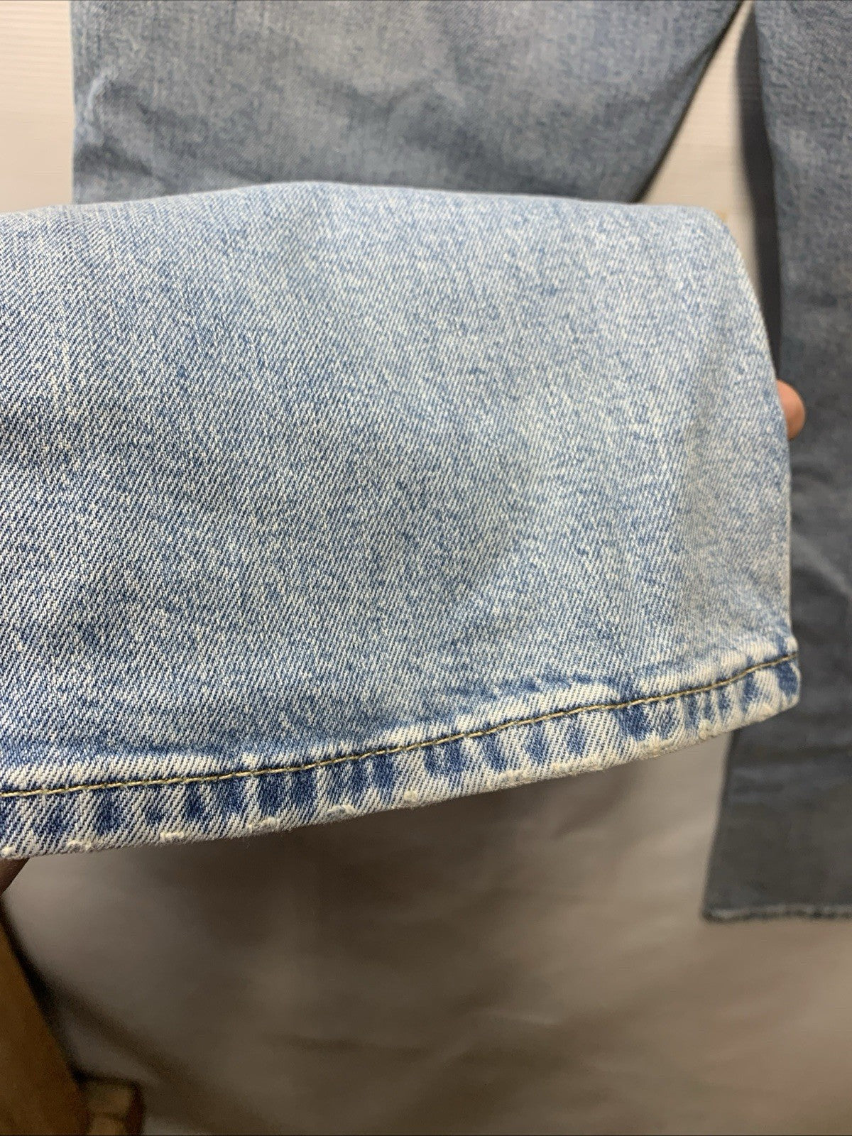 Levi's 514 Straight Jeans Gray Denim Stretch Logo Button Men's Distressed 32x29