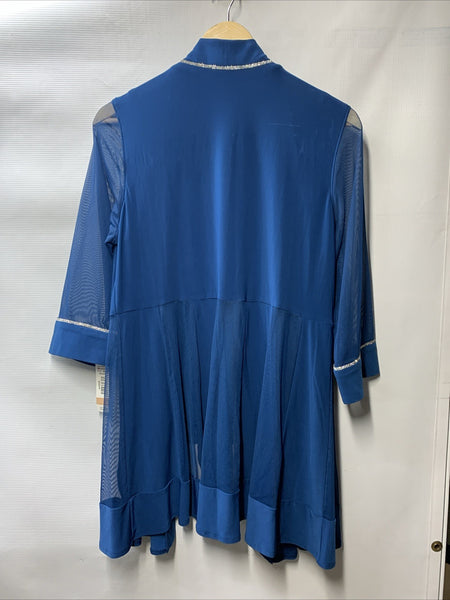 R&M Richards Women's Classic Pants 2 Piece Set 12P Blue 3024P Illusion Sleeves