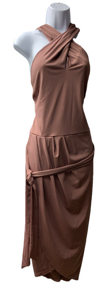 Hanna Nikole Women Plus Size Wrap Front Party Dress 22W Sleeveless Halterneck