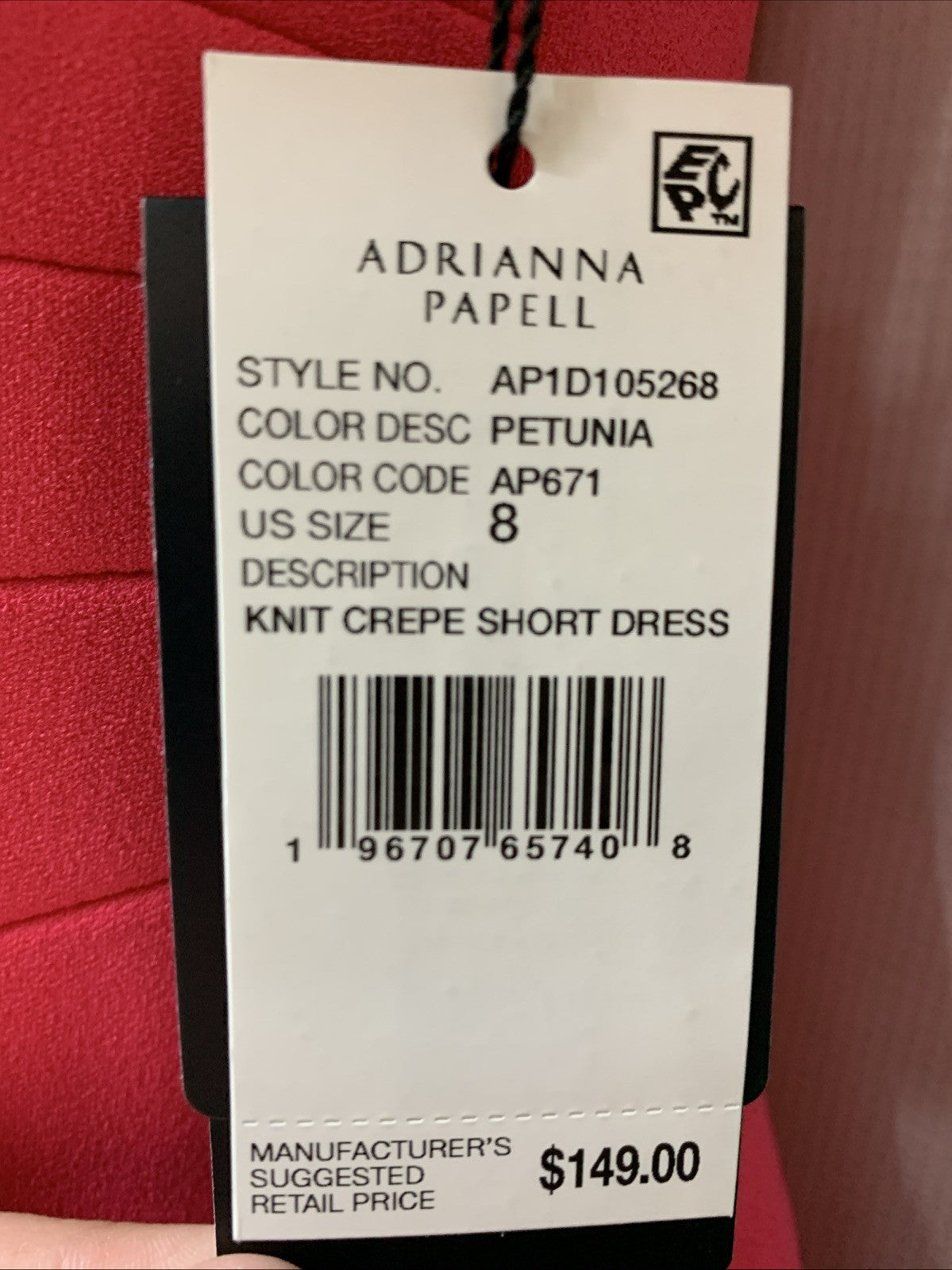 Adrianna Papell Womens Knit Crepe Short Dress Size 8 Red Short Sleeve AP1D105268