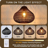 Karjear Black Rattan Chandelier 16.5 inch Large Wicker Pendant Lights Fixture